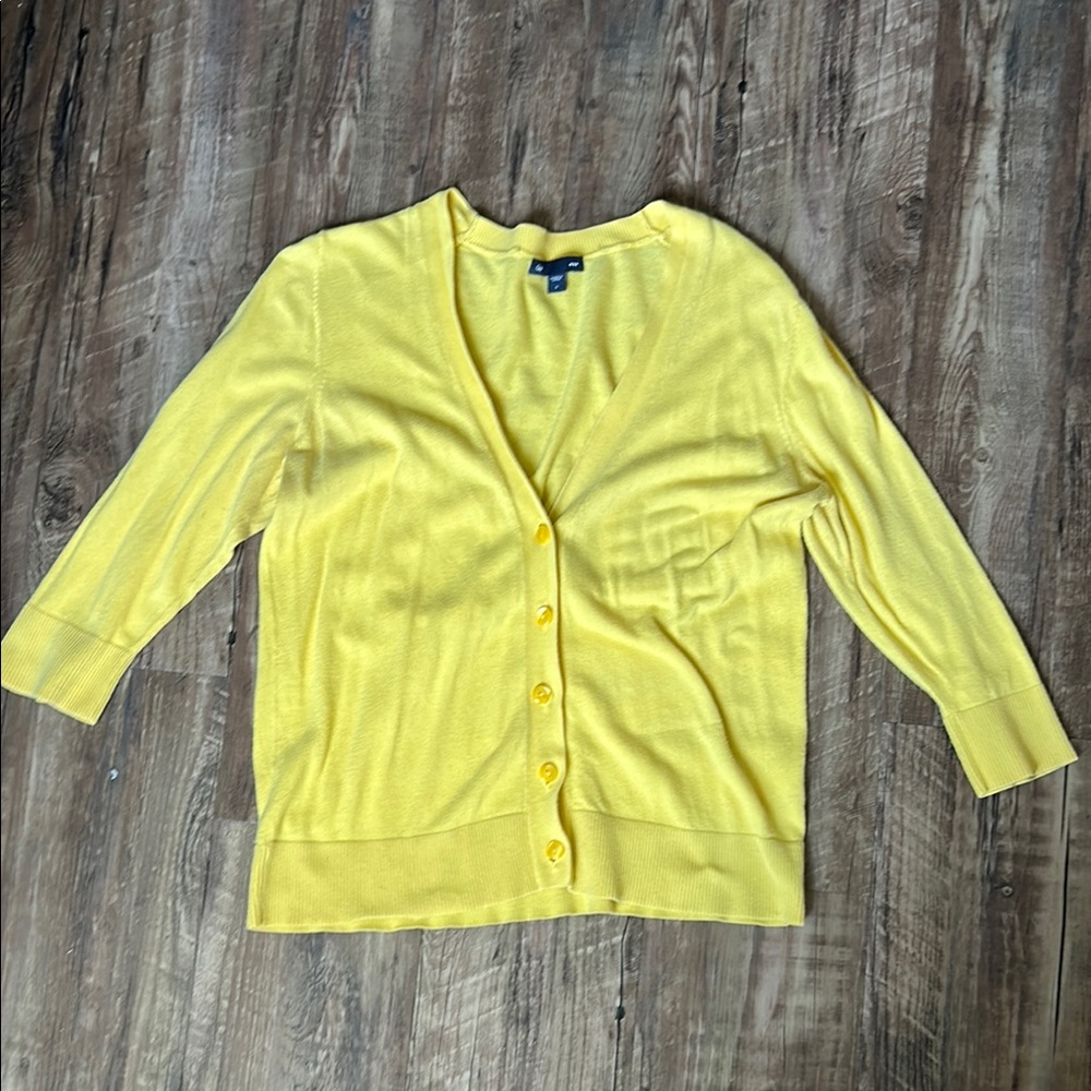 Yellow Button-Up Women's cardigan! Still has lots of life left